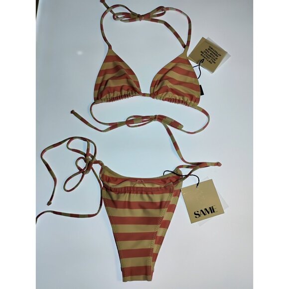 SAME LOS ANGELES Bikini Set Top Triangle and Bottom High rise Sz Small - Picture 3 of 8